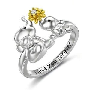 double color elephant design ring